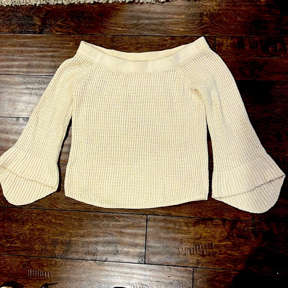 Abercrombie & Fitch Cream Off-the-Shoulder Sweater